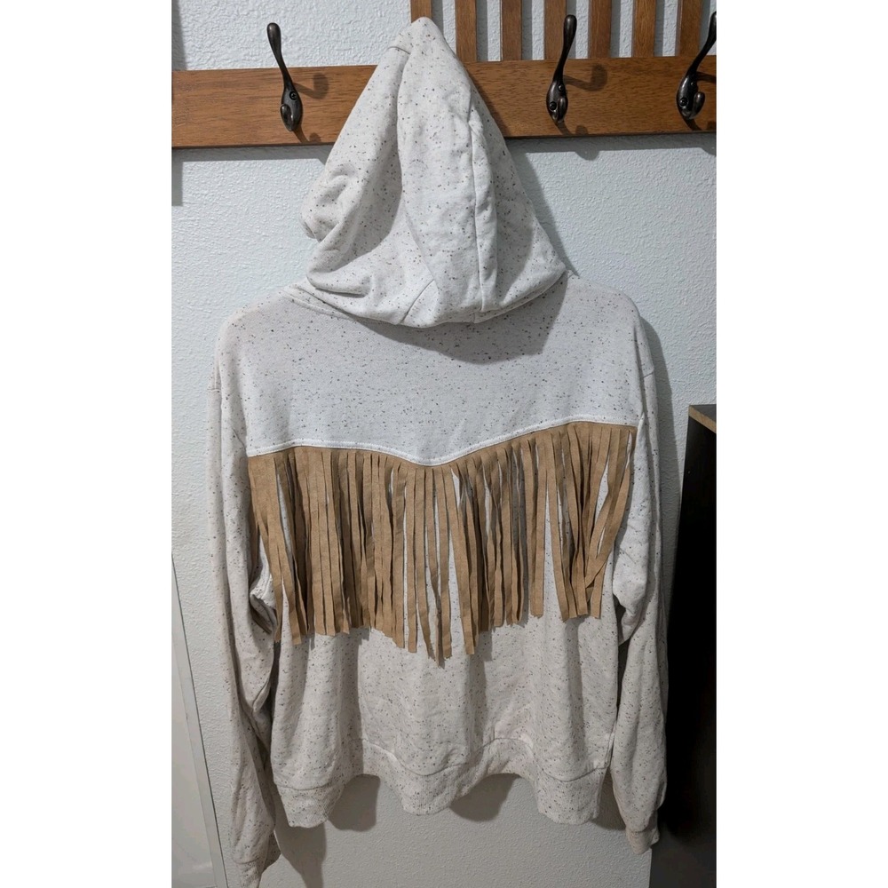 Ariat Ladies Egret Speckled‎ Desert View Full Zip Hoodie Faux Suede Fringe XXL